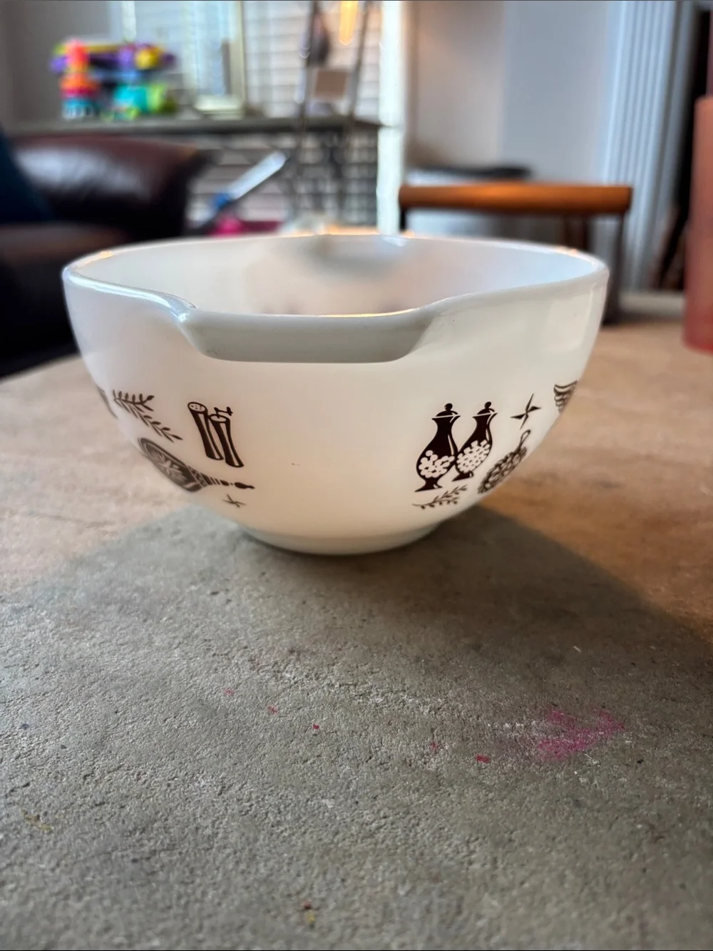 Vintage Pyrex Early American Mixing Bowl #441 1 1/2 PT White & Brown C-1